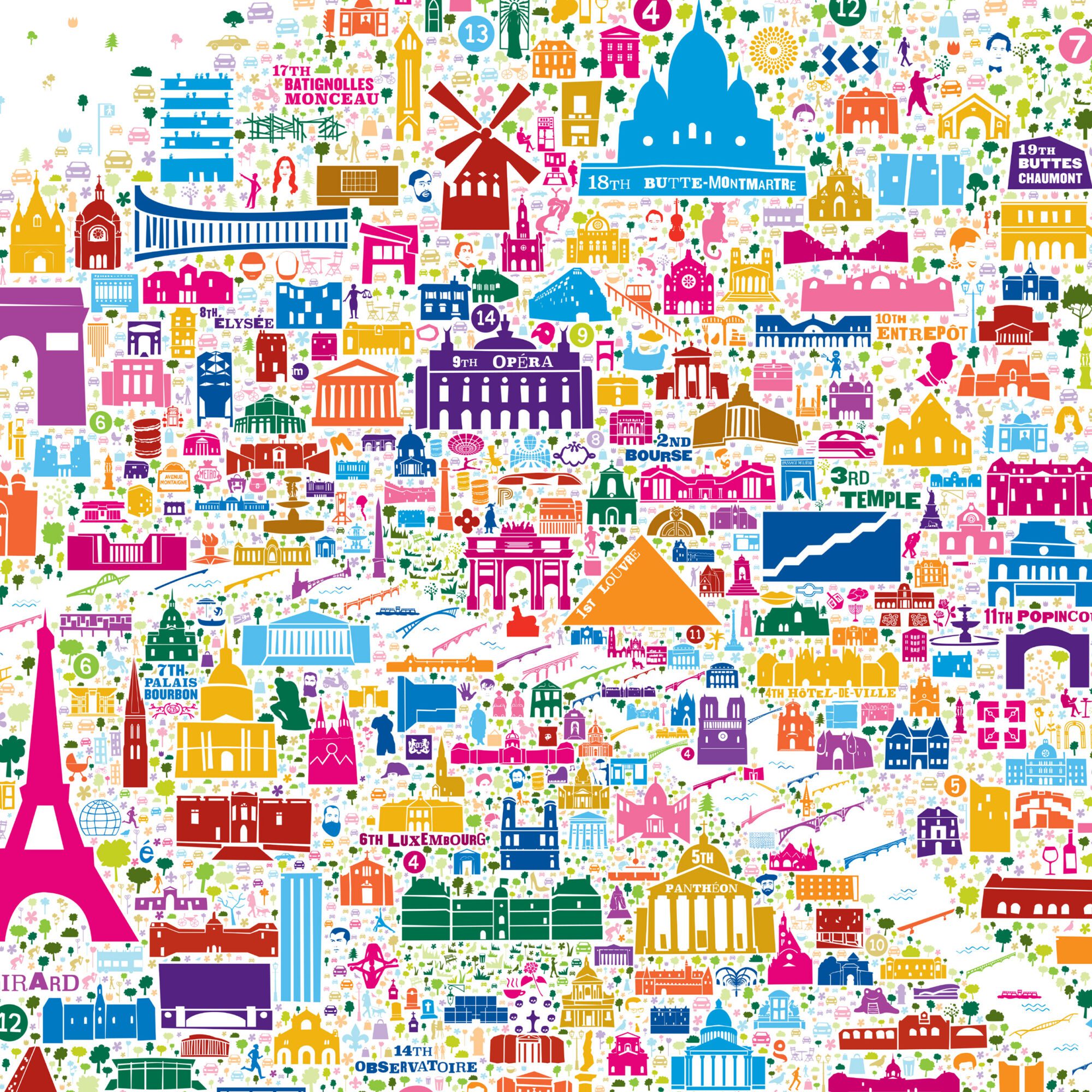 Iconic Paris Map Poster Print Wall Art artwork