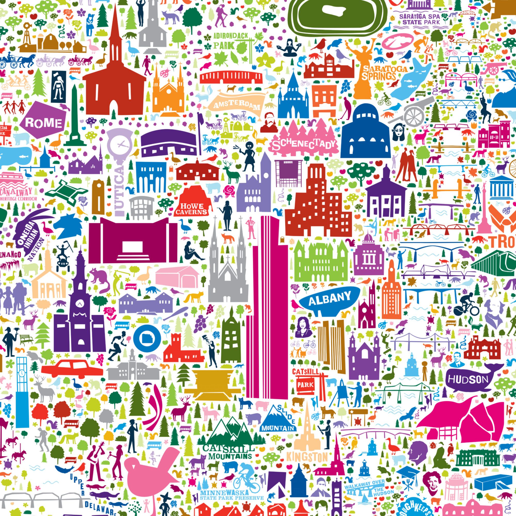 new york state print poster wall art decor modern colorful artwork decor for home office living room bedroom icons landmarks
