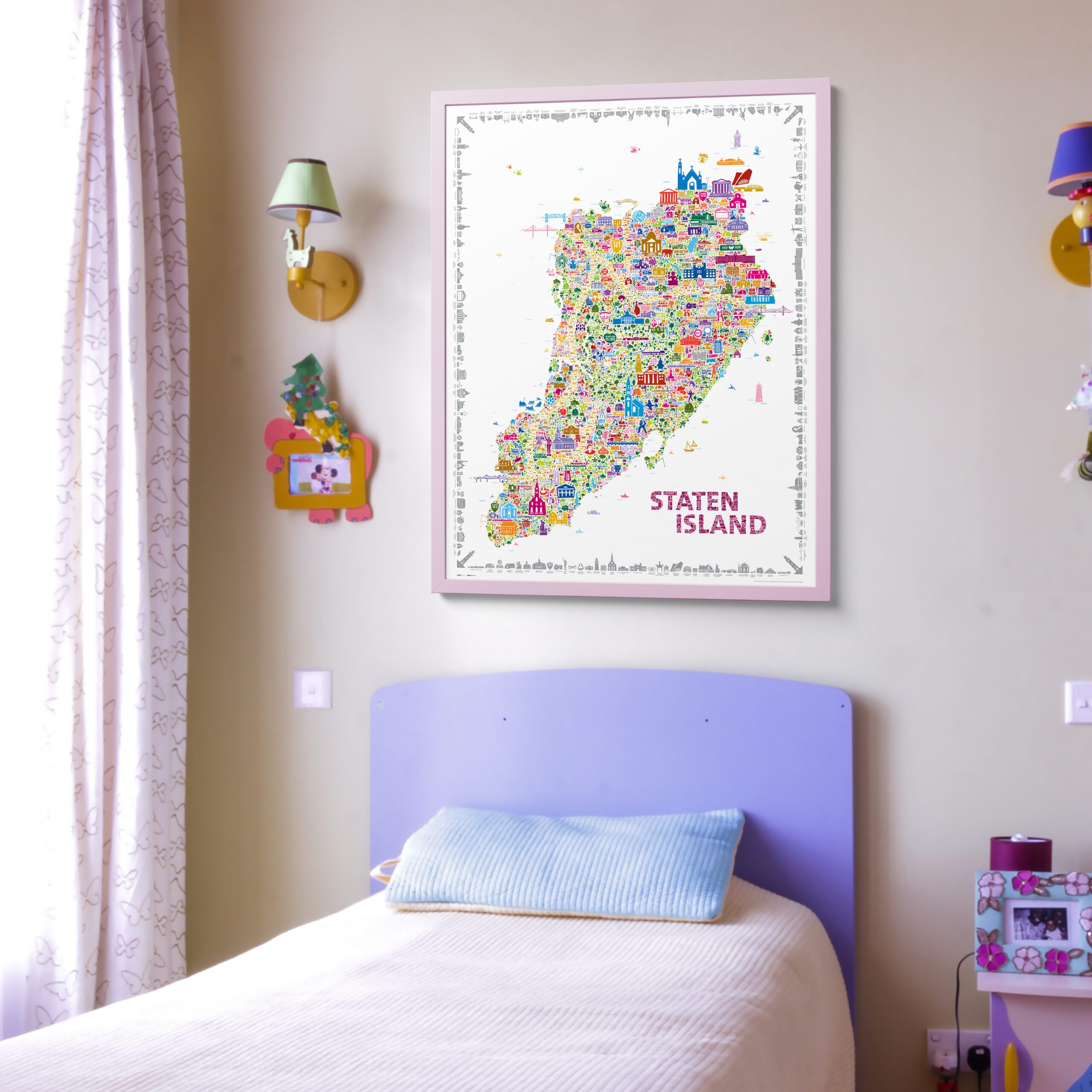 Iconic Staten Island Borough Map Modern Poster Print Living Room Bedroom Office Dorm Farmhouse Dining Kids Room Kitchen NYC City Artwork Vintage Prints Unique Aesthetic Style Home Decor Posters Trendy Cool Wall Art Perfect Housewarming Souvenir Gift