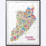 Iconic Staten Island Borough Large Poster Artwork for Home Office Walls Designer Map Wall Art Trendy Colorful Modern Vintage Decor Living Room Bedroom Kitchen Farmhouse Entryway Foyer NYC Aesthetic Style Perfect Gift Travel Souvenir Big Paper Print