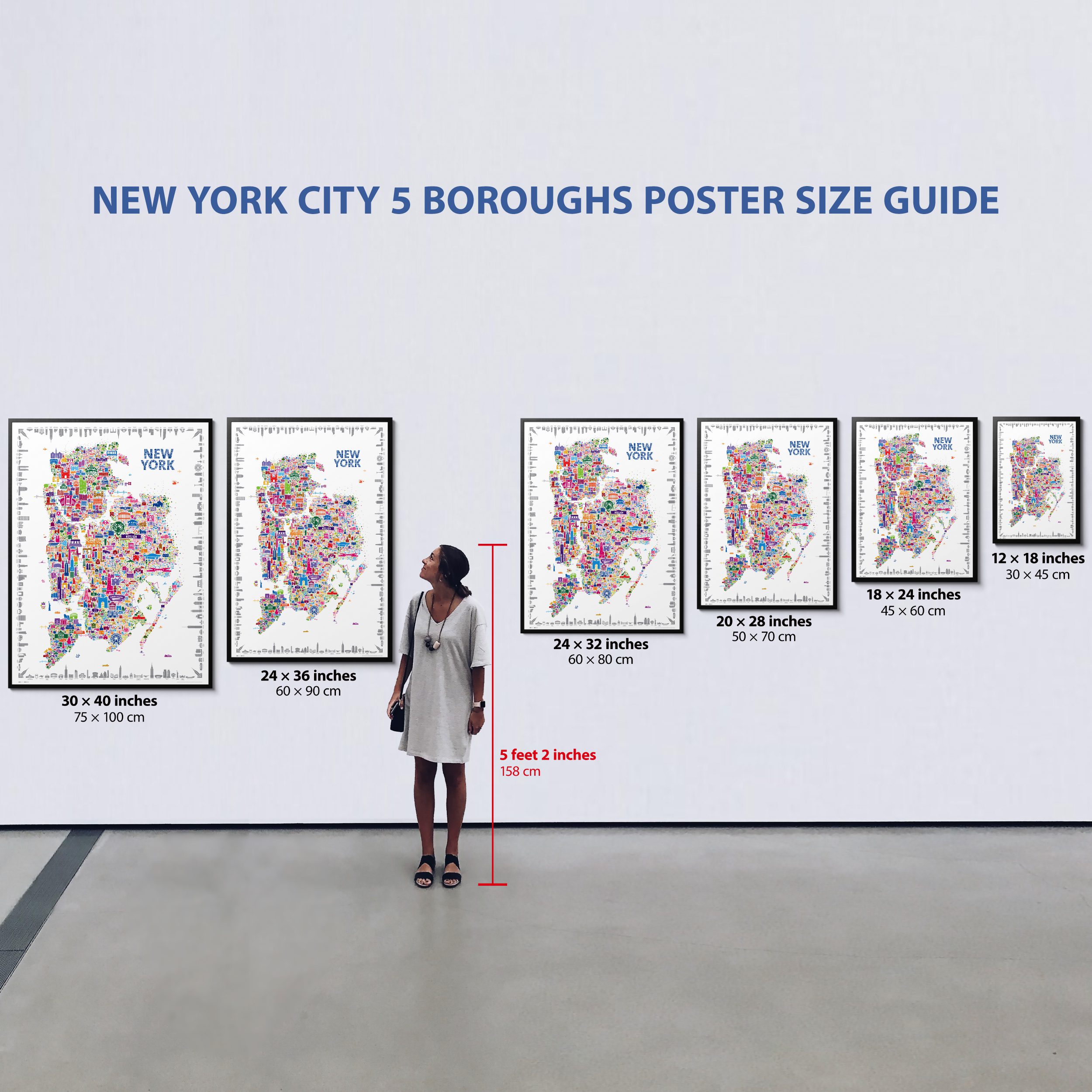 Alfalfa New York Iconic NYC five boroughs Poster Artwork For Home office bedroom Walls Designer Wall Art of Trendy Colorful NY Map City Fashion Decor Travel Posters Maps Gift modern Souvenir Paper Prints bronx brooklyn manhattan queens staten island