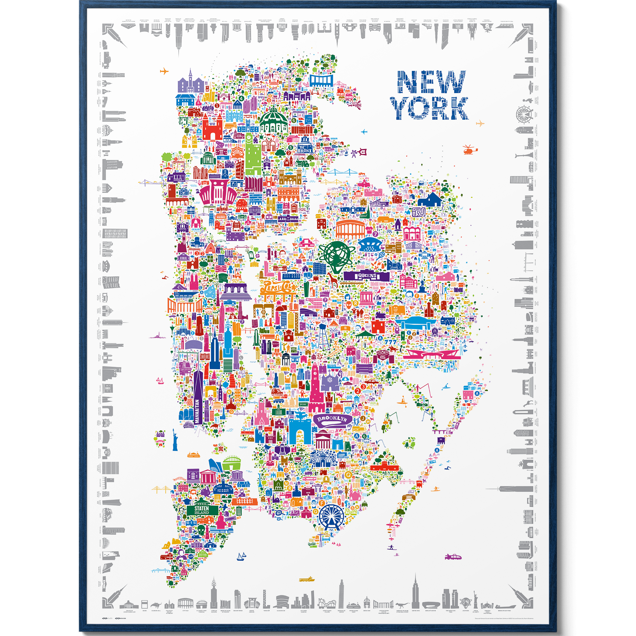 Iconic nyc all boroughs poster alfalfa new york