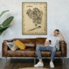 Iconic Queens Wall Art Poster – Antique Sepia Edition – Artwork Print Vintage Map of Queens NYC for Home living room or Office Décor | Retro NYC NY Gift