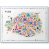Alfalfa NY Iconic Paris Wall Art Print gallery artwork – Colorful Retro France Poster for Home or Office Décor – Unique Vintage Style Wall decoration Map of the French Capital