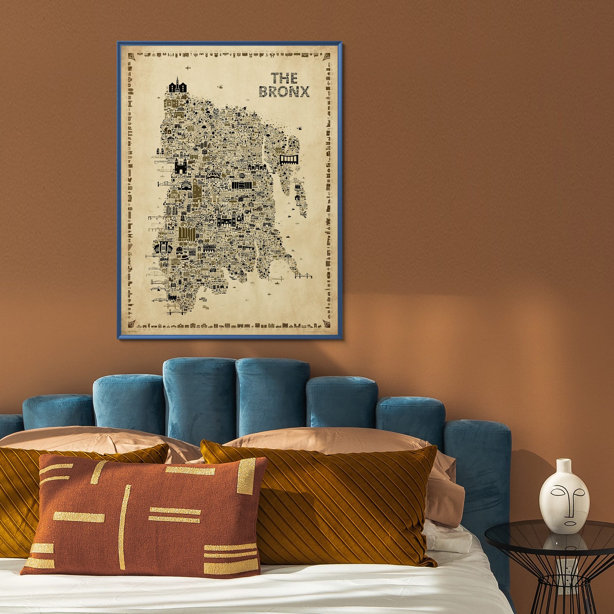 Iconic El Bronx Wall Art Poster Unframed – Antique Sepia Edition – Artwork Retro Print Vintage Map of NYC Borough | Gift for Home bedroom entryway foyer living room dorm farmhouse or Office Décor available in 6 sizes