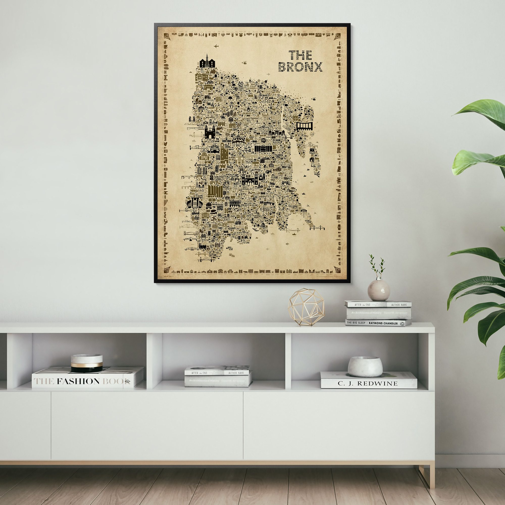 Iconic El Bronx Wall Art Poster Unframed – Antique Sepia Edition – Artwork Retro Print Vintage Map of NYC Borough | Gift for Home bedroom entryway foyer living room dorm farmhouse or Office Décor available in 6 sizes