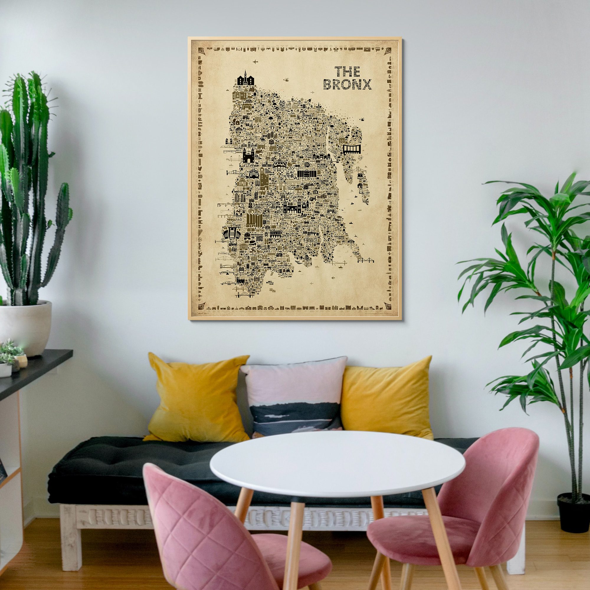 Iconic El Bronx Wall Art Poster Unframed – Antique Sepia Edition – Artwork Retro Print Vintage Map of NYC Borough | Gift for Home bedroom entryway foyer living room dorm farmhouse or Office Décor available in 6 sizes