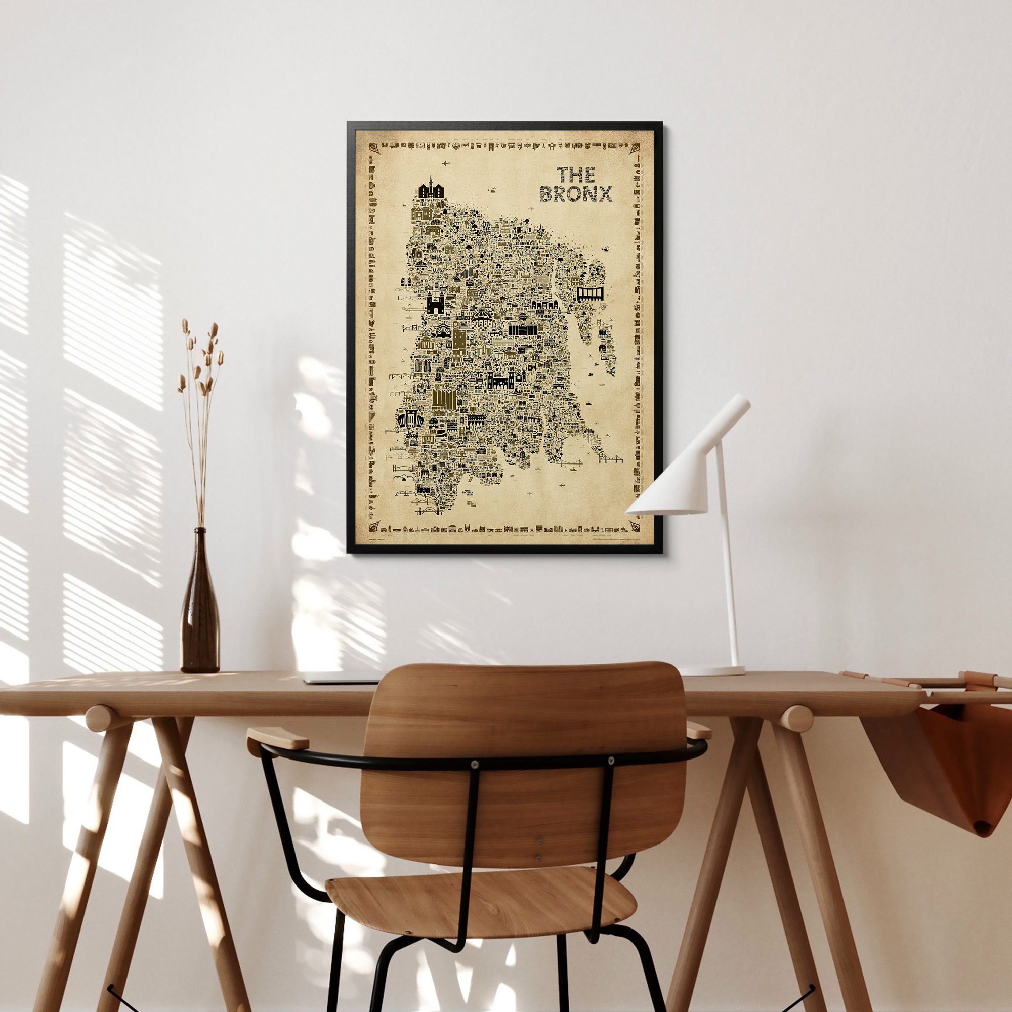 Iconic El Bronx Wall Art Poster Unframed – Antique Sepia Edition – Artwork Retro Print Vintage Map of NYC Borough | Gift for Home bedroom entryway foyer living room dorm farmhouse or Office Décor available in 6 sizes