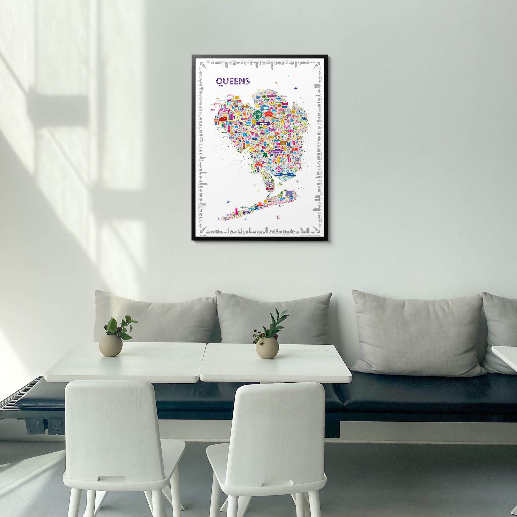 Iconic New Jersey colorful Wall Art Poster – Art Print Map of NJ for Home living room dorm kitchen kids room or Office Wall Décor – Colorful Garden State Landmarks and Legends